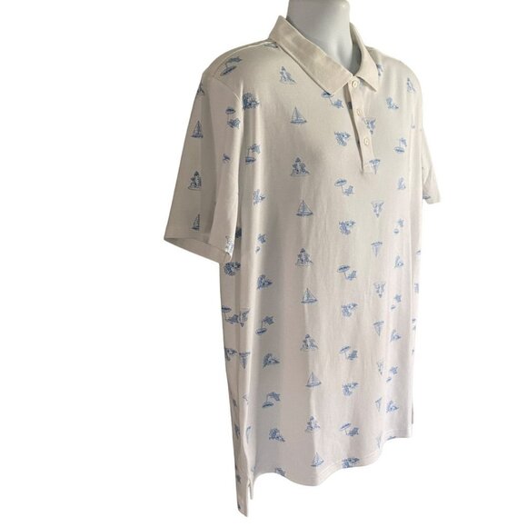 Tackle & Tides Coastal Print Polo Shirt Men's Size Large - Picture 4 of 10